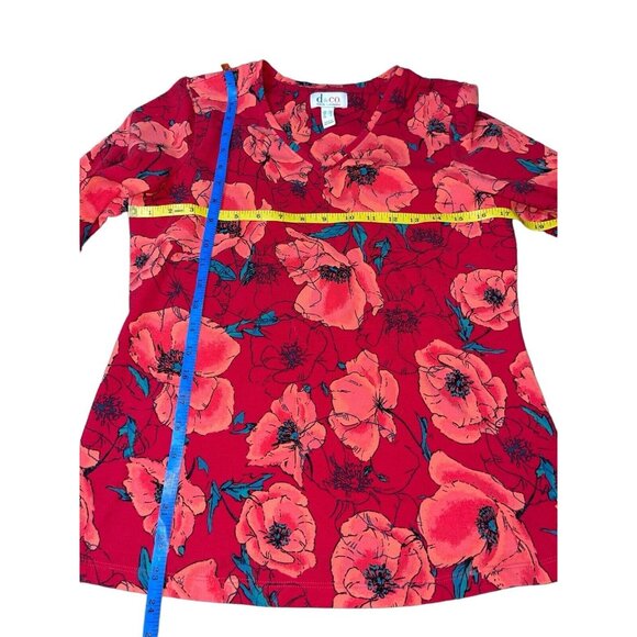 DENIM & COMPANY Women's XS Red Floral Stretch Fabric Top - Picture 5 of 10